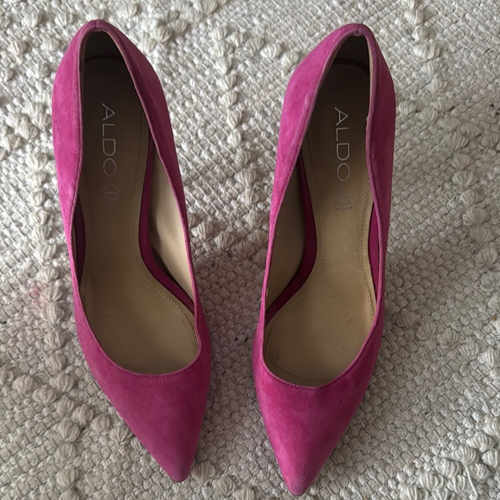 Aldo Pink Suede Pointed-Toe Heels